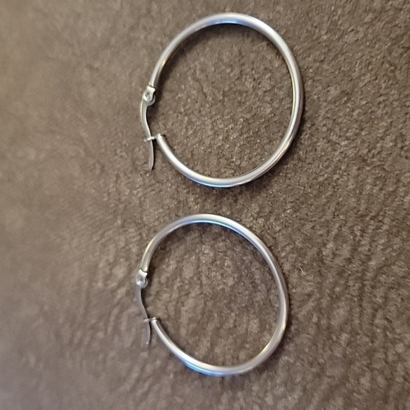 3/$20 Silvertone Metal Huggie Hoop Earrings - Picture 2 of 5